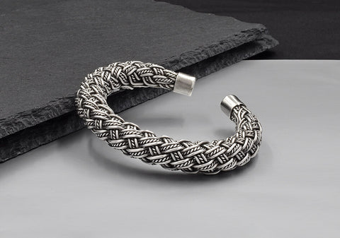 Round Weaved Silver Wire Bangle
