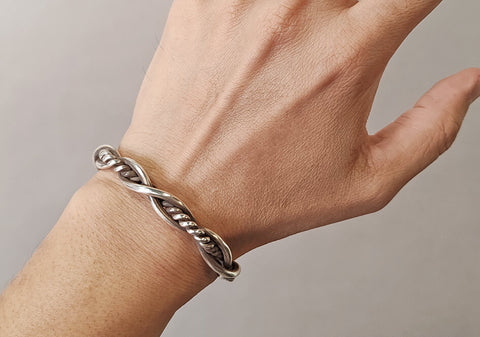 Braided Plain and Twisted Wire Bangle