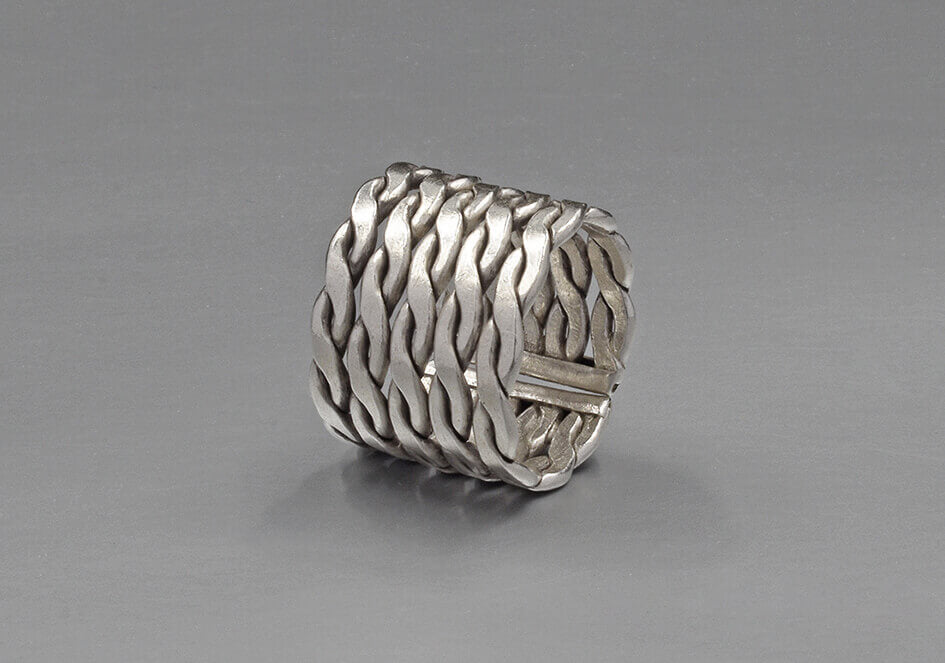 Flat Twisted Silver Ring
