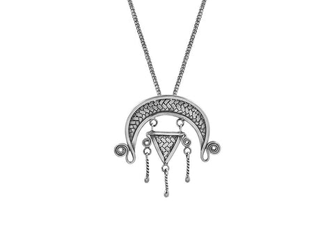 Crescent Moon-Triangle Pendant Necklace
