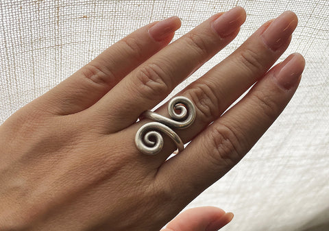 Silver spiral ring