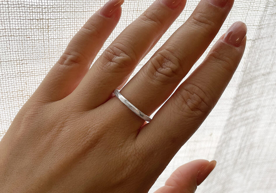 Thin Hammered Minimalist Ring