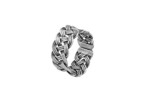 Unisex Woven Silver Ring