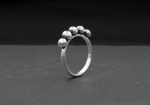 Minimalist silver ball ring