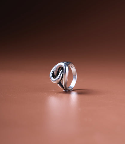 Zoya Tribal Artisanal Ring, handcrafted sterling silver 925 statement ring with oxidised swirl loop design