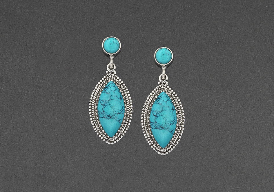Victoria Oval Turquoise Drop Earrings