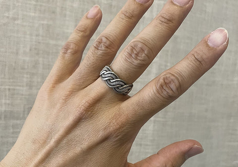 Thick Hand-Woven Silver Band Ring