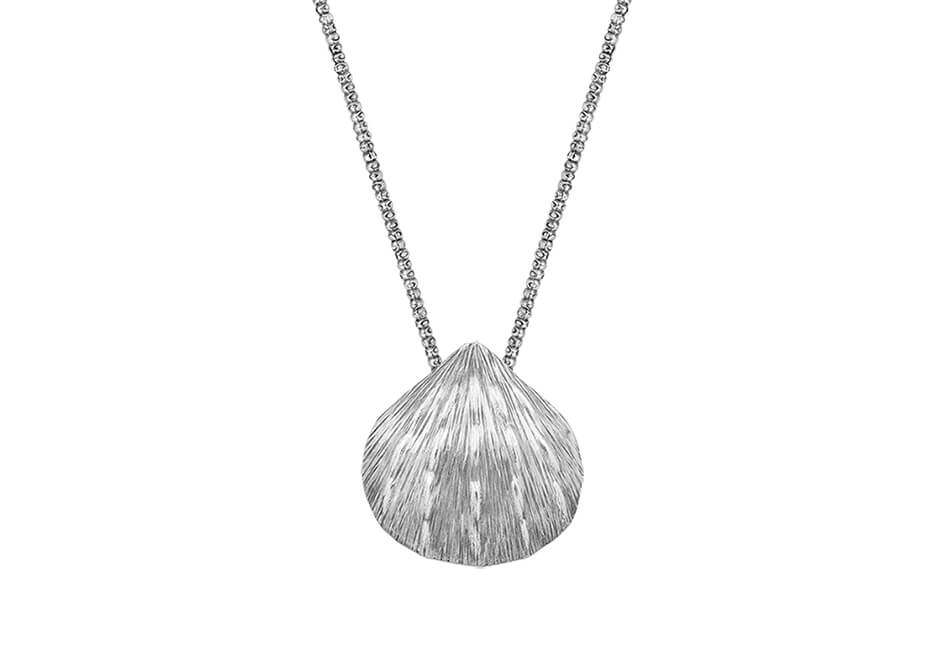 Big seashell pendant silver chain necklace