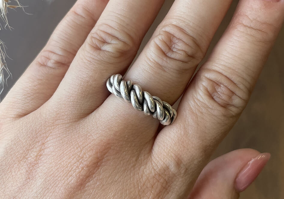 Thick Twisted Silver Ring