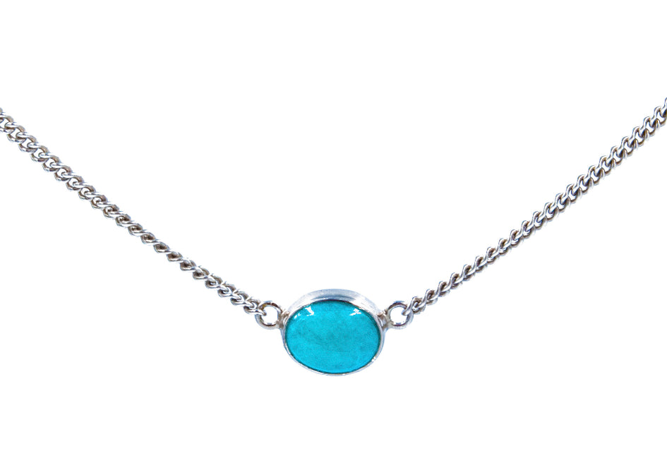 Chain choker necklace with amazonite