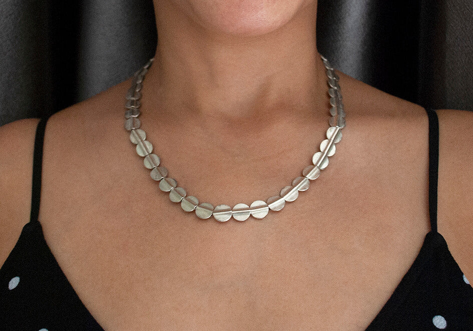 Flat beads silver necklace