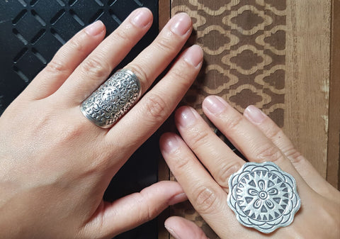 Hand-Stamped Silver Tribal Ring