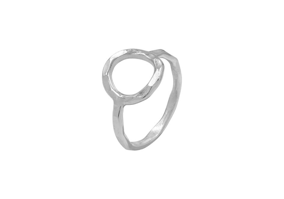Close-up of Mia Ring showing the smooth circle band and polished pure silver finish.