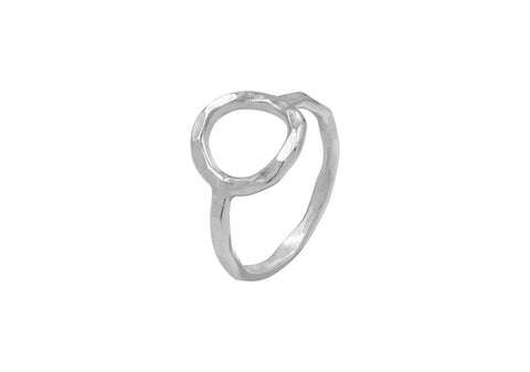 Close-up of Mia Ring showing the smooth circle band and polished pure silver finish.