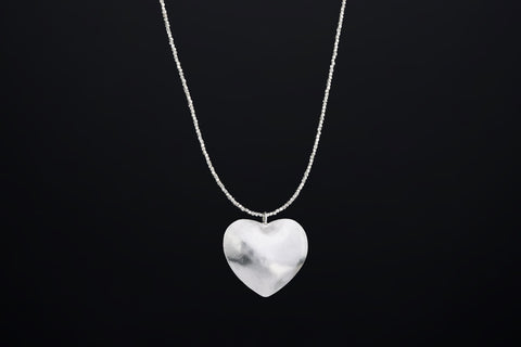 Handcrafted pure silver heart necklace with oversized pendant and polished finish