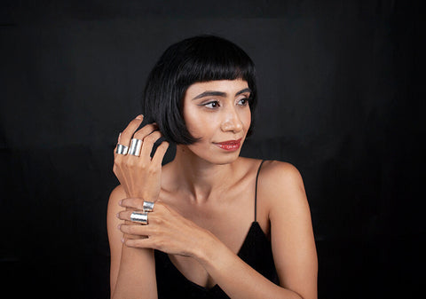 Alia Silver Ring worn on hand, styled for a clean minimalist everyday look