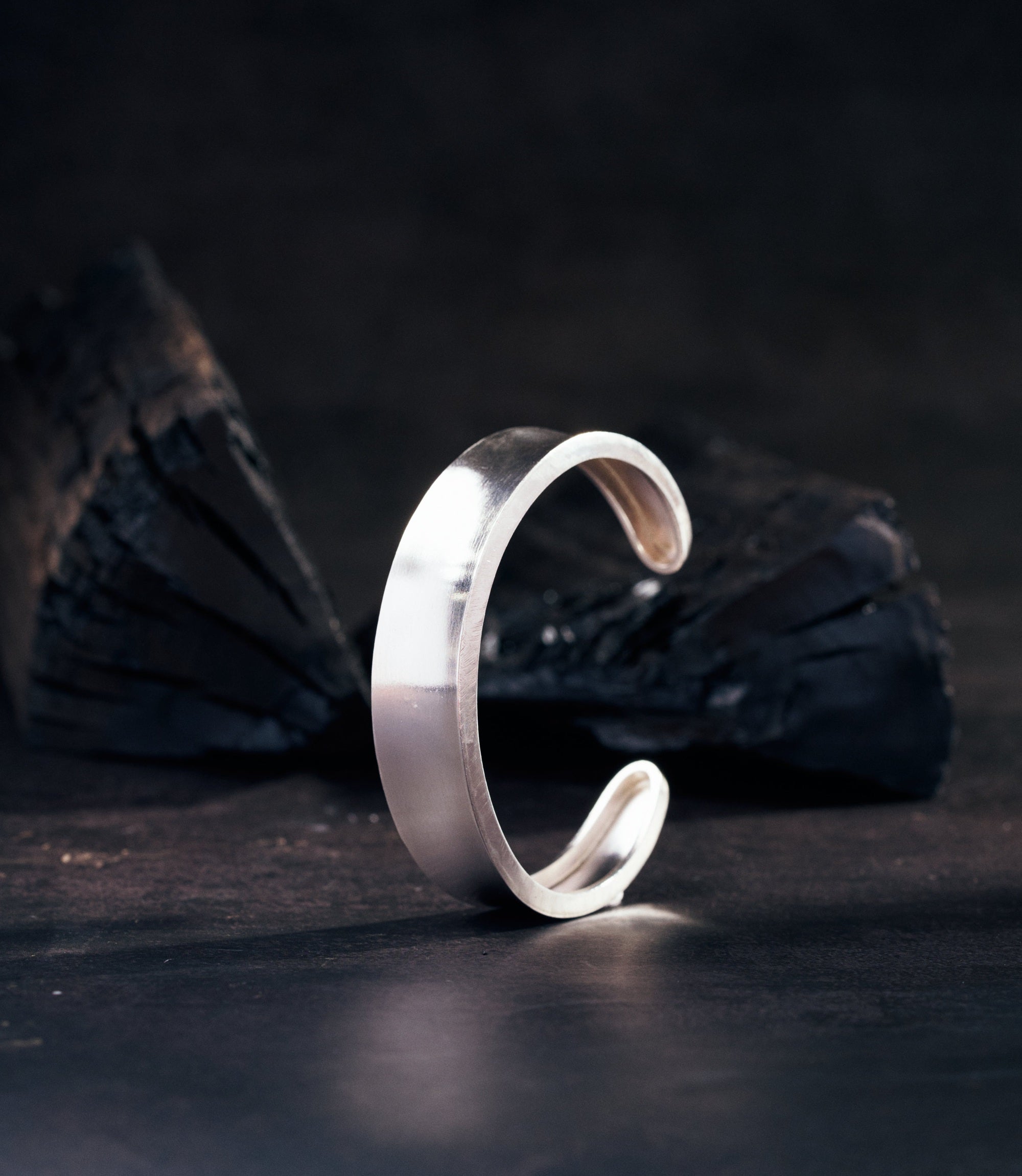 Jasmine Bangle handcrafted pure silver wide cuff bangle by Hill to Street