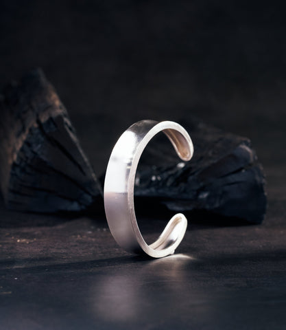 Jasmine Bangle handcrafted pure silver wide cuff bangle by Hill to Street