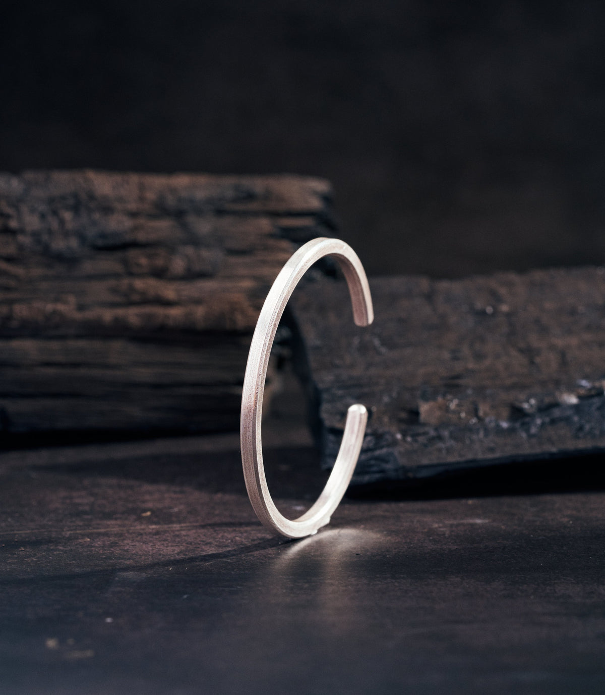 Hill to Street Lily Bangle in pure silver, square wire design with a sleek contemporary profile