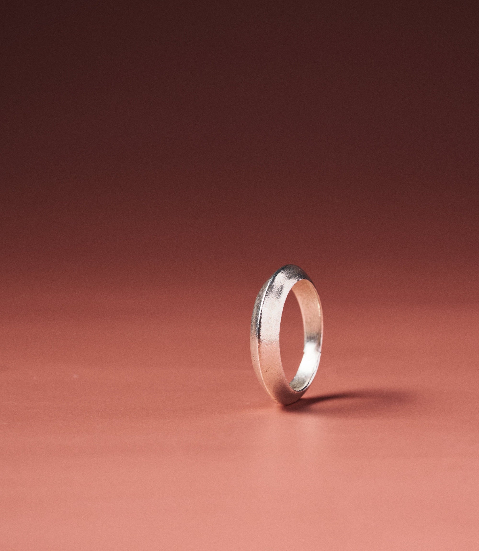 Lucy Ring in pure silver showing bold architectural silhouette.