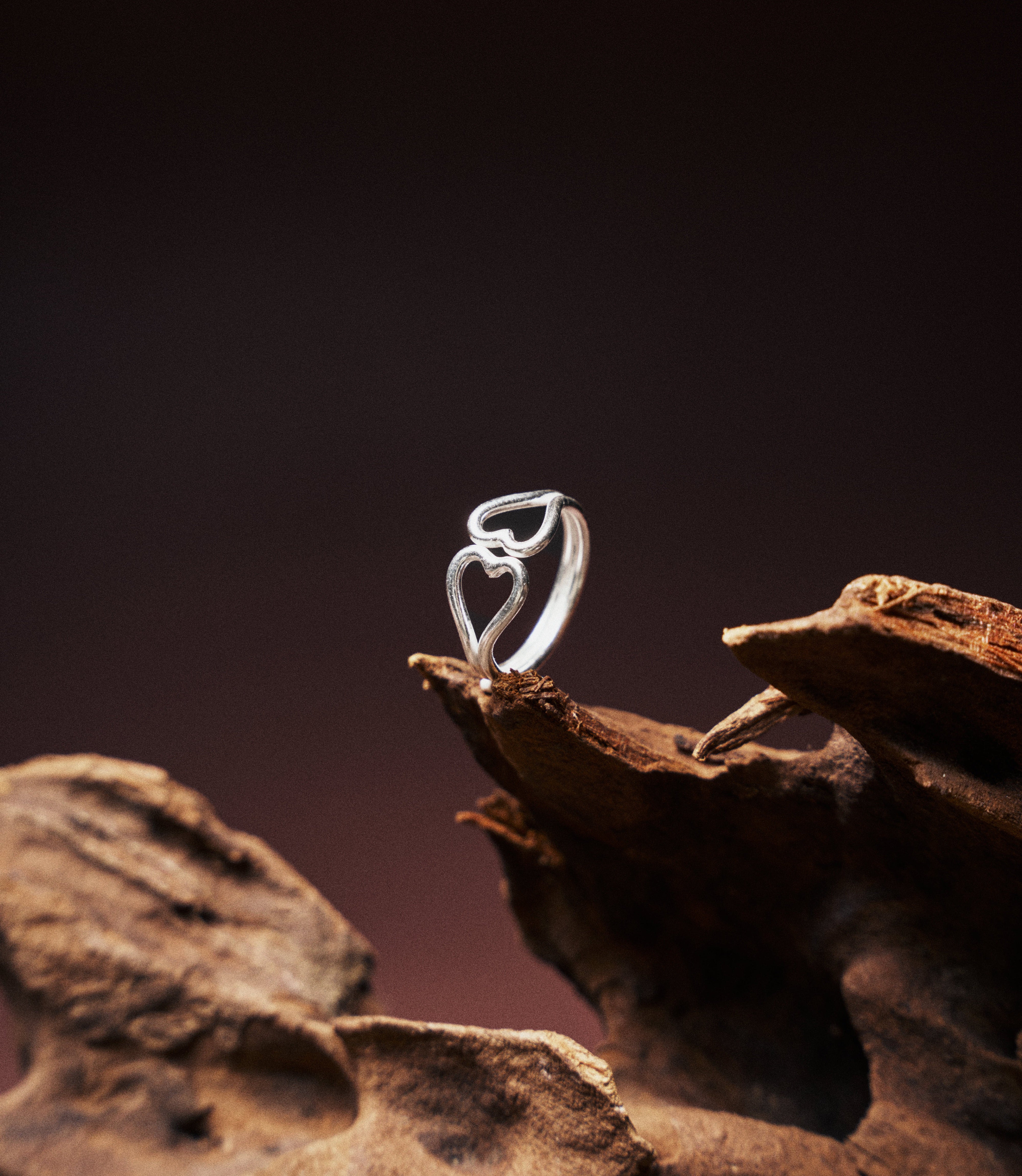 The Open Heart Ring in pure silver featuring a modern open-heart design with a clean, minimal silhouette.