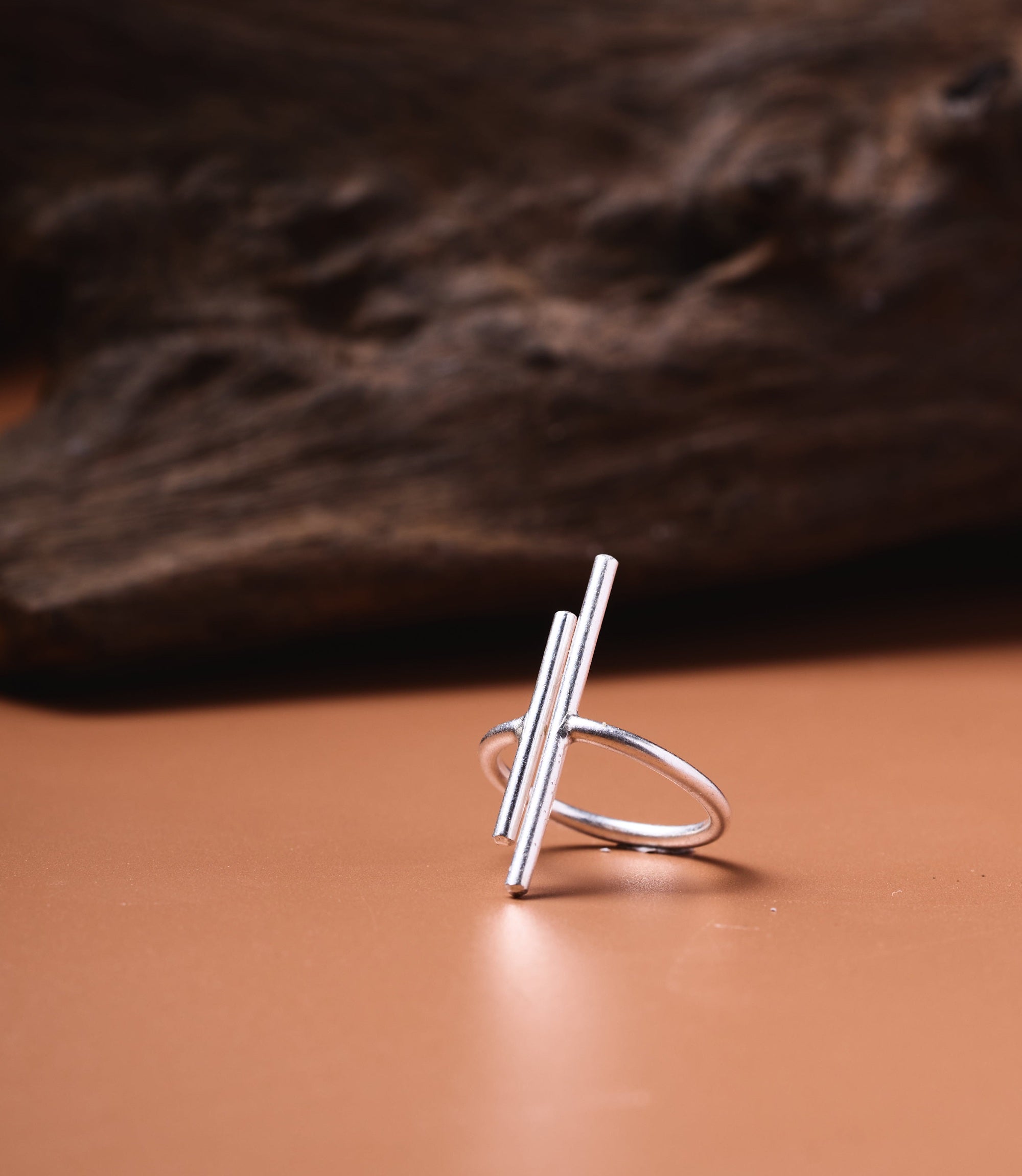 Sloane Parallel Ring handcrafted in pure silver featuring a sleek minimalist parallel bar design.