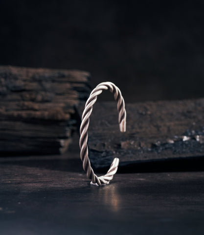 Sofia Bangle — handcrafted pure silver twisted wire cuff bangle by Hill to Street
