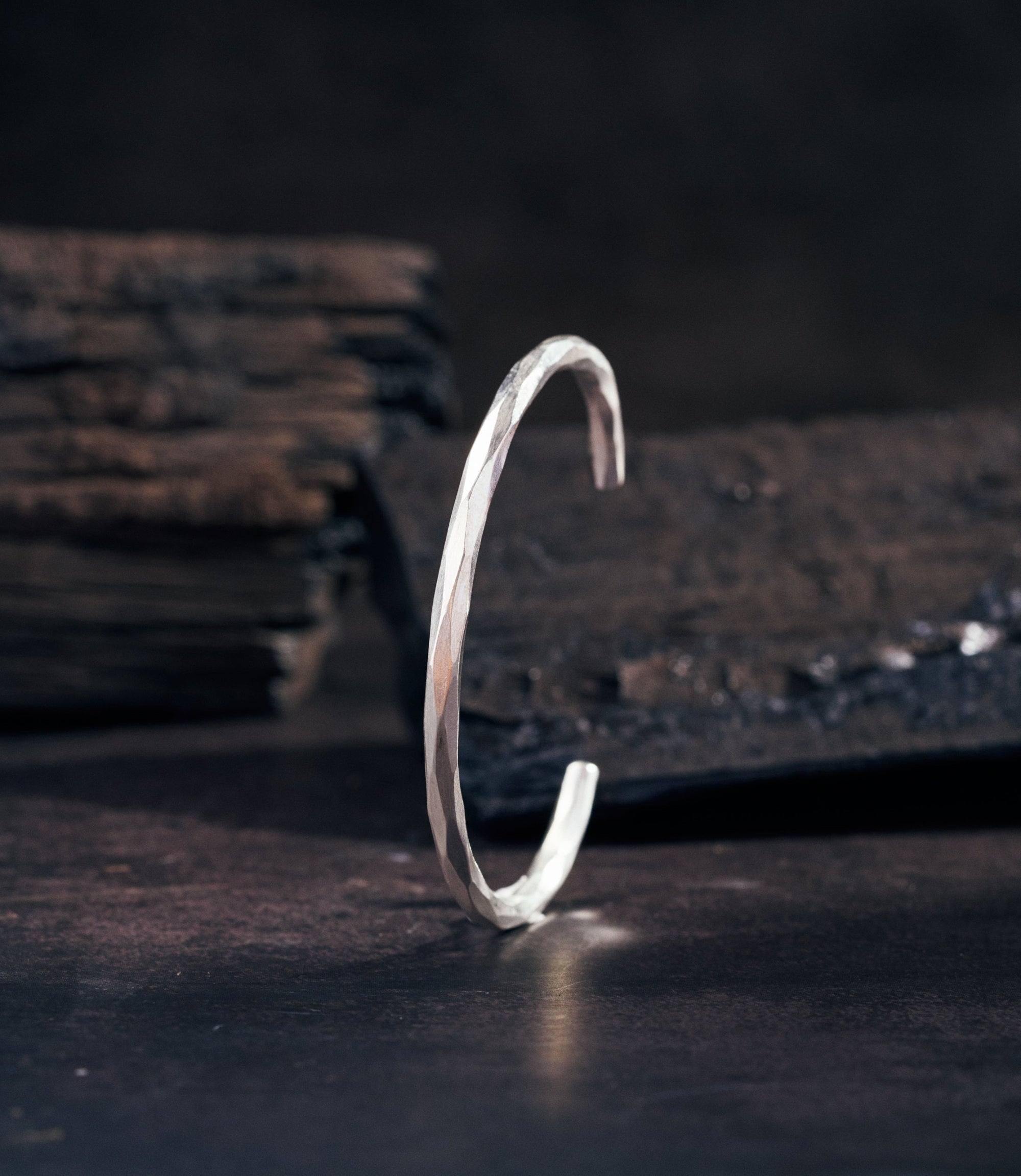Vera Bangle handcrafted pure silver open cuff bangle by Hill to Street
