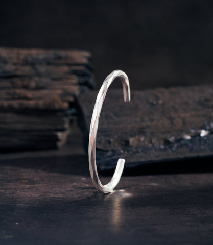 Vera Bangle handcrafted pure silver open cuff bangle by Hill to Street