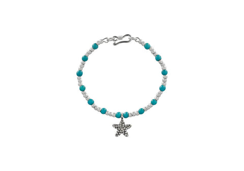 Silver and Turquoise beads charm bracelet