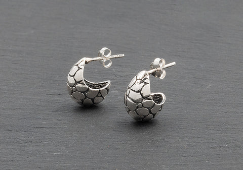 Sterling silver pebble huggie earrings