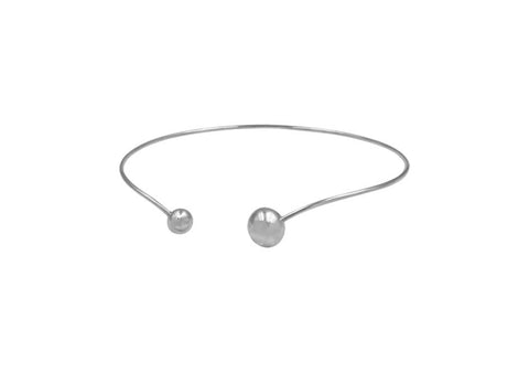 Ball end silver choker necklace
