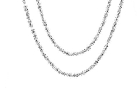 Bar tube beaded silver necklace