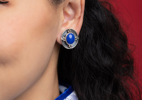 Blue Lapis silver clip-on earrings