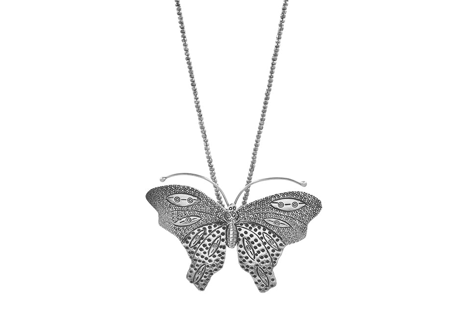 Butterfly pendant silver necklace