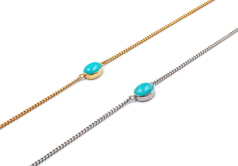 Chain choker necklace with amazonite