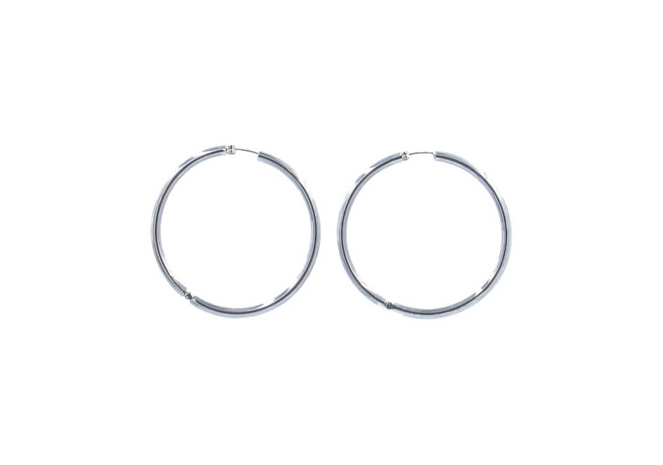 Classic large thick sterling silver hoops