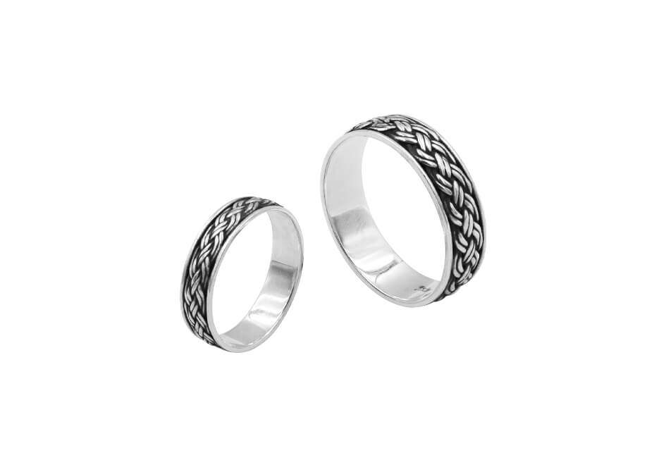 Delicate Braided Sterling Silver Couple Ring