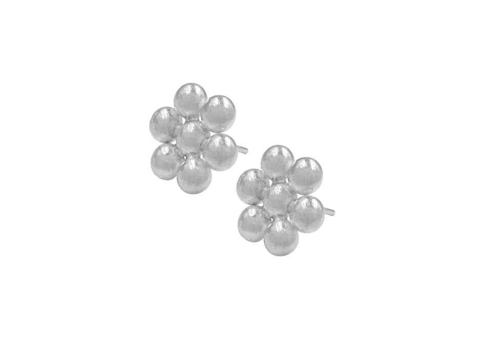 Dotted floral silver stud earrings