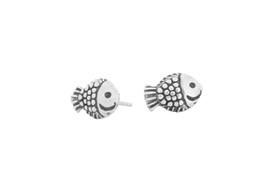 Fish silver stud earrings