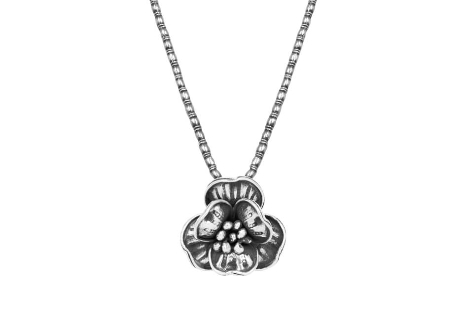 Floral pendant silver necklace