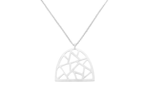 Geometric cut-out silver necklace
