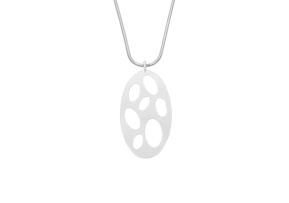 Oval cut-out silver necklace