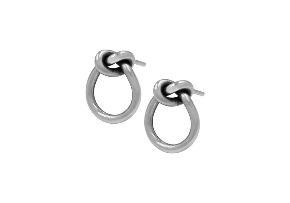 Knotted wire silver stud earrings