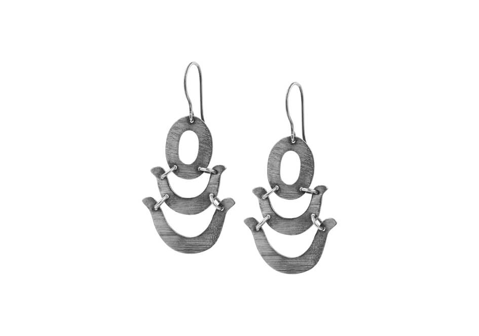 Layered sterling silver drop earrings