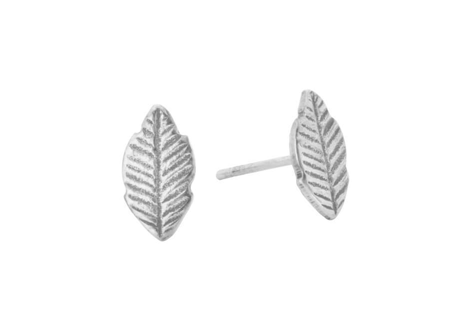 Leaf silver stud earrings