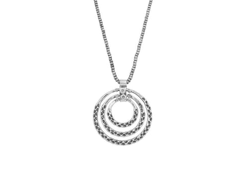 Long tri-circle pendant necklace