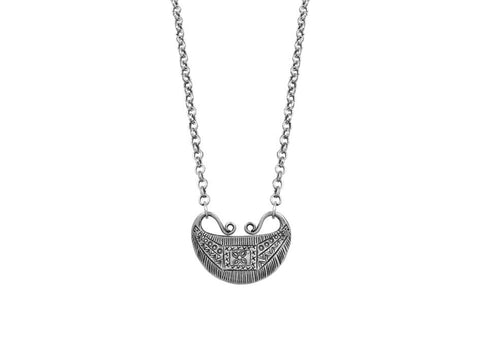 Medium tribal moon-shaped pendant necklace