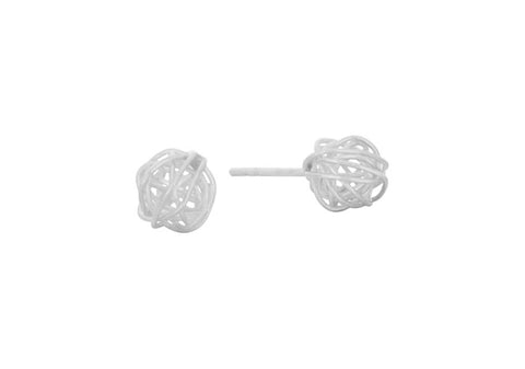 Messy balls silver stud earrings