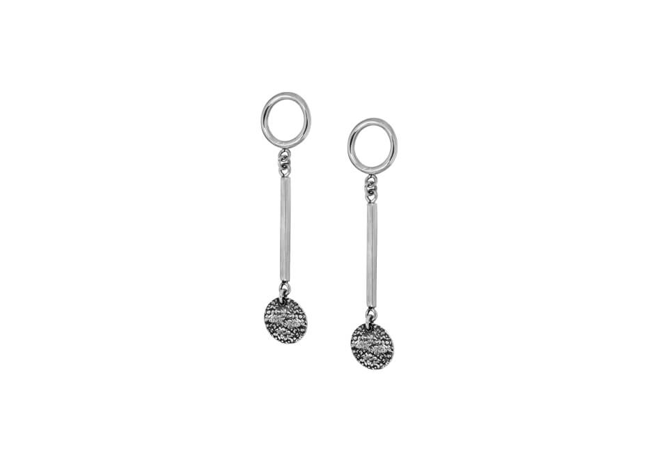 Minimalist circle sterling silver drop earrings